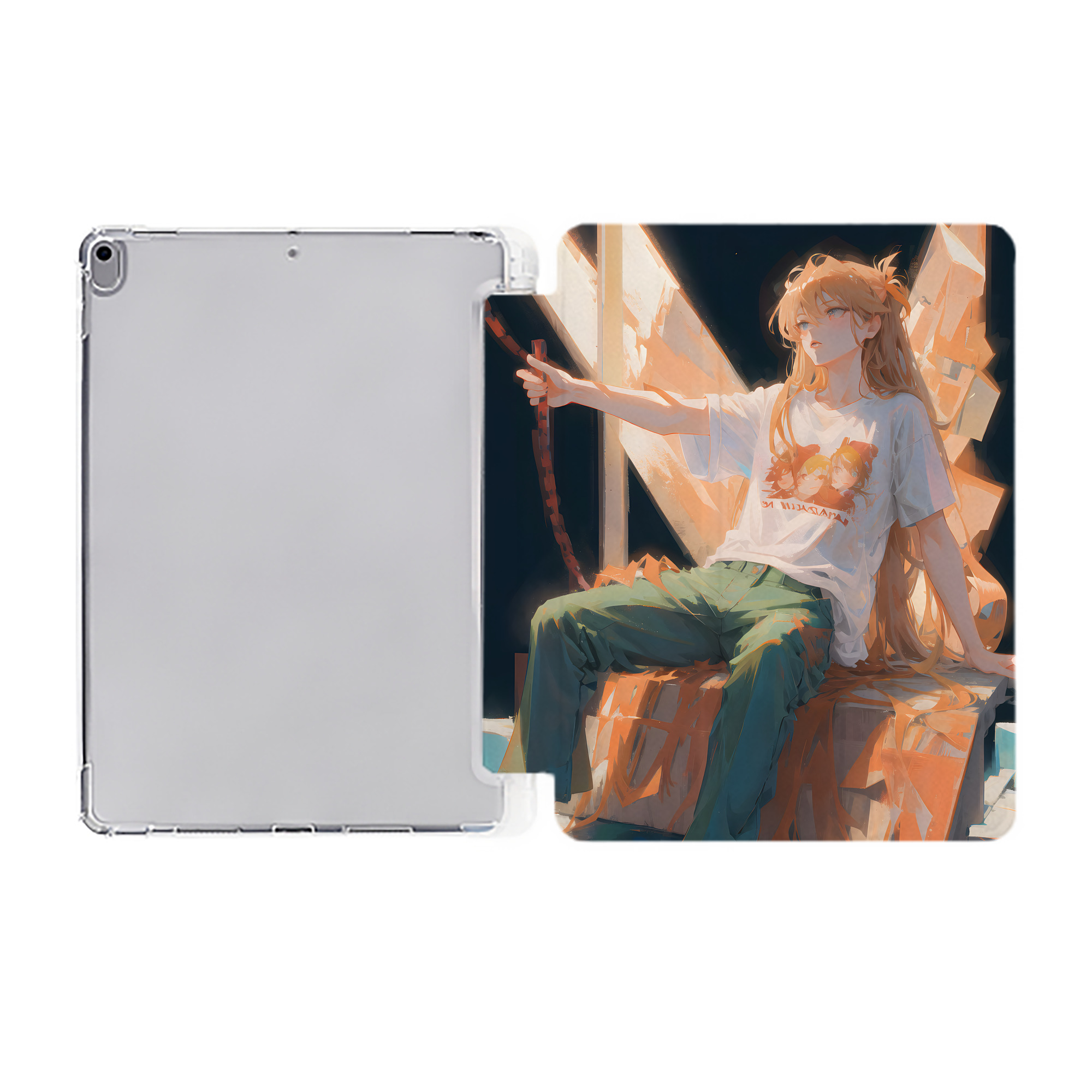 （画像用） EVA 新世紀エヴァンゲリオン IPad ケース ペン収納付き 三つ折りスタンド PUレザー×シリコン 対応機種9.5/10.5/10.9インチ